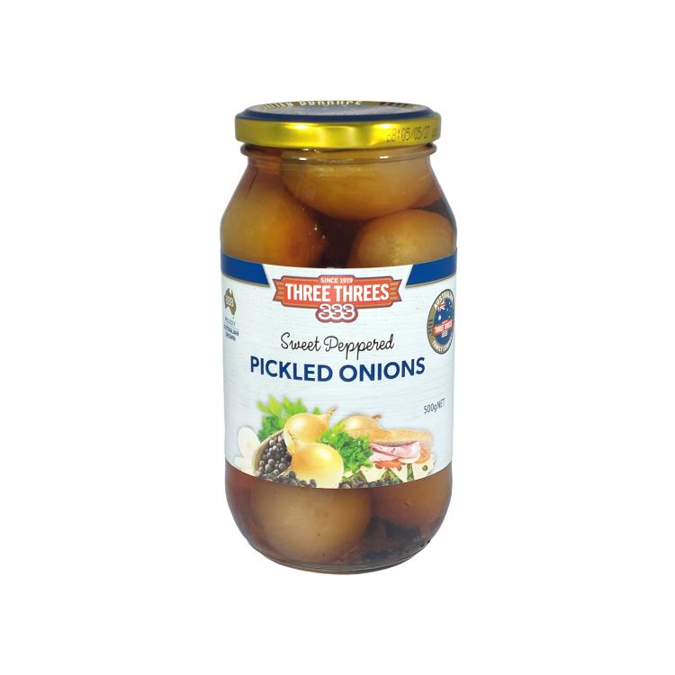 Three Threes Sweet Peppered Pickled Onions