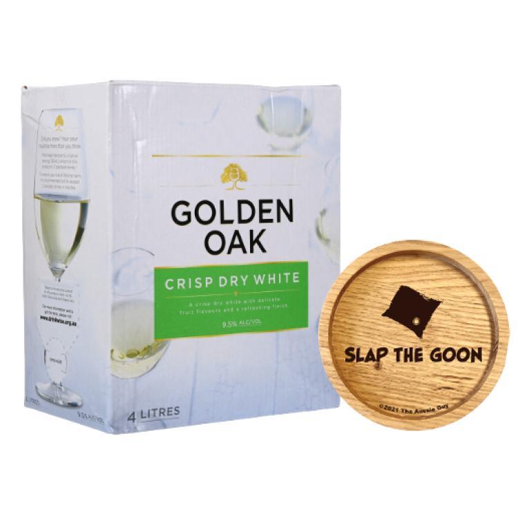 Golden Oak Crisp Dry White Goon + holzpost Untersetzer [MHD: 13.01.2022]