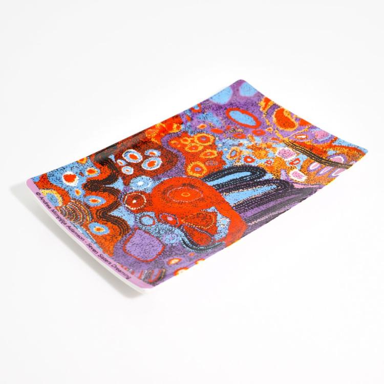 Better World Arts Aboriginal Cake Plate 'Seven Sisters Red' 17,5x12 cm