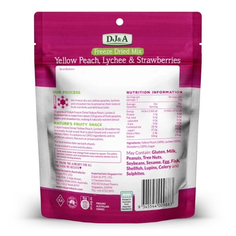 DJ&A Freeze Dried Mix Yellow Peach, Lychee & Strawberries