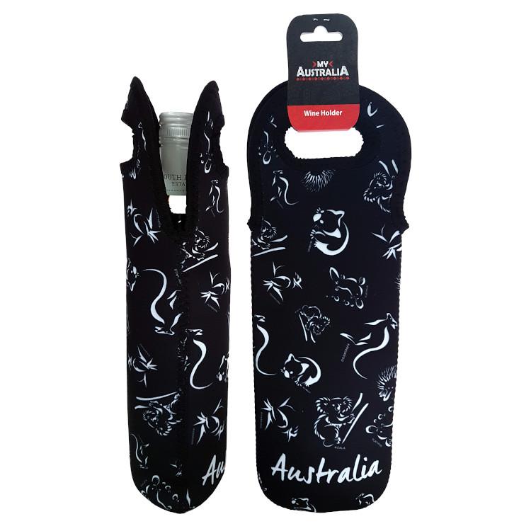 Wine Cooler Australien 'Wildlife Australia' Weinkühler Neopren schwarz, 32 cm