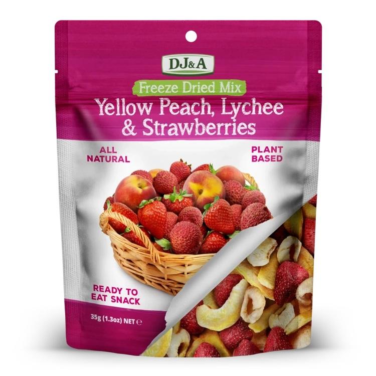 DJ&A Freeze Dried Mix Yellow Peach, Lychee & Strawberries