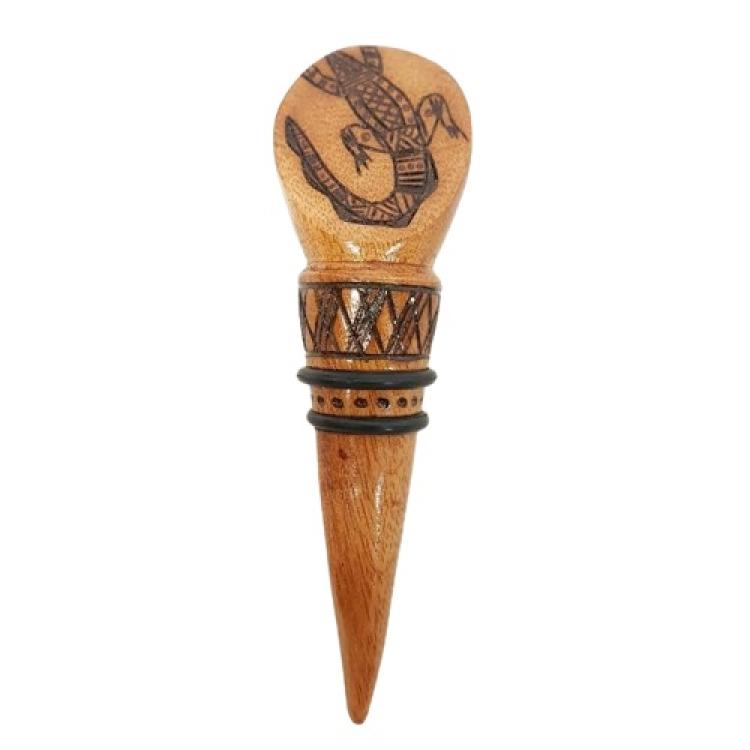 Wine Stopper handburnt 'Crocodile Design' Weinverschluss handgefertigt