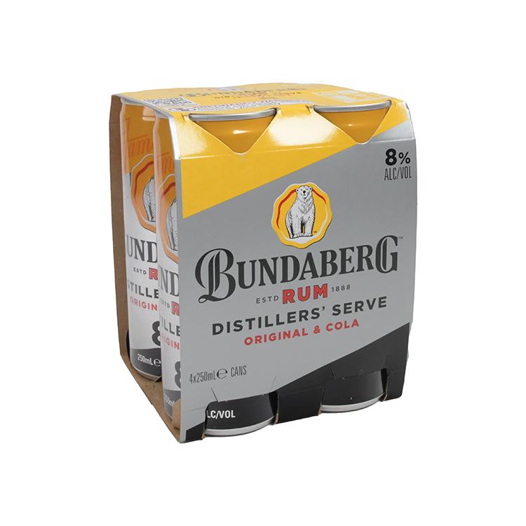 Bundaberg Original Rum & Cola Distillers' Serve Can 8.0 % vol. Fourpack