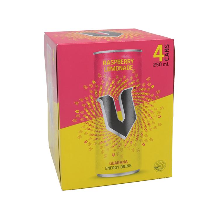 V Raspberry Lemonade Guarana Energy Drink 4er Pack - Australian Import