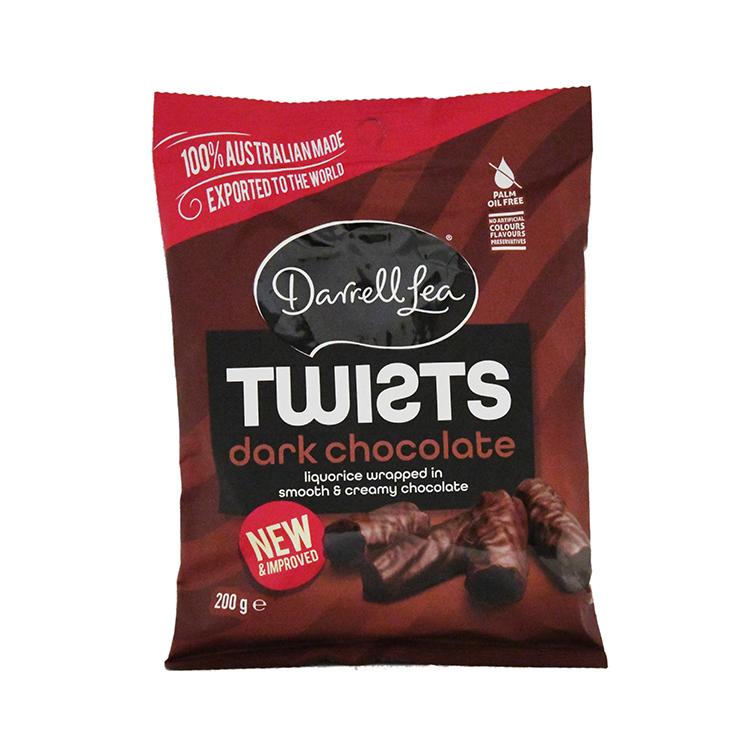 Darrell Lea Twists Dark Chocolate Liquorice