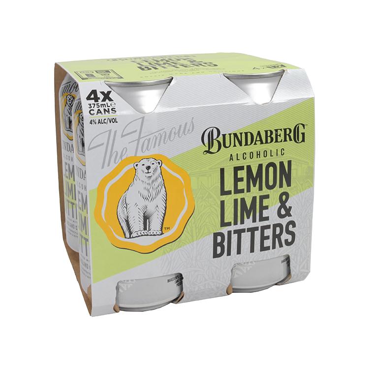 Bundaberg Alcoholic Lemon Lime & Bitters Can 4.0 % vol. Fourpack