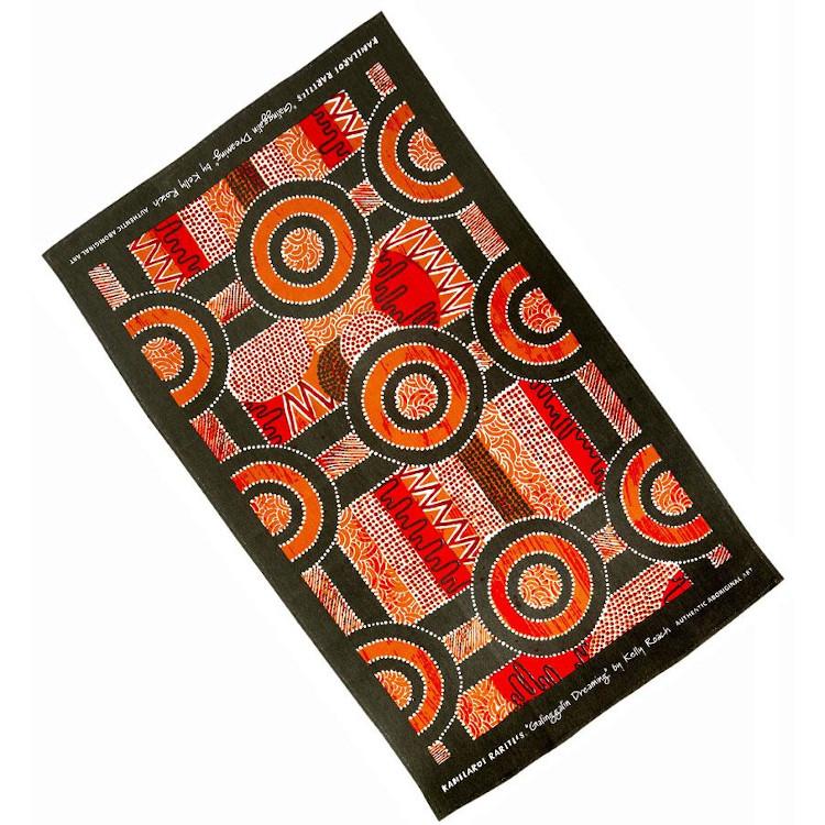 Tea Towel Australien 'Aboriginal Galinggalin Dreaming' orange/rot