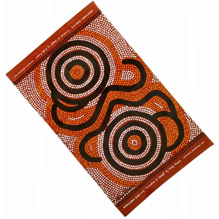 Tea Towel Australien 'Aboriginal Dot Art Creation of Gaayli' Geschirrtuch orange