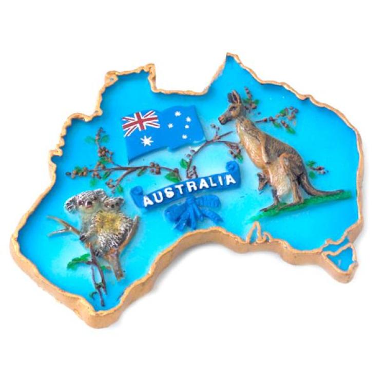 Magnet Australien Map 'Koala & Känguru' 8 cm
