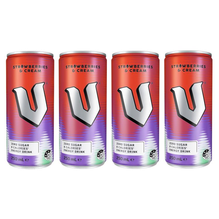 V Stawberries & Cream Energy Drink Fourpack