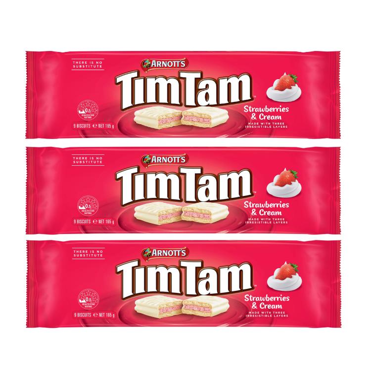 Tim Tam Strawberries & Cream Biscuits Triple Pack