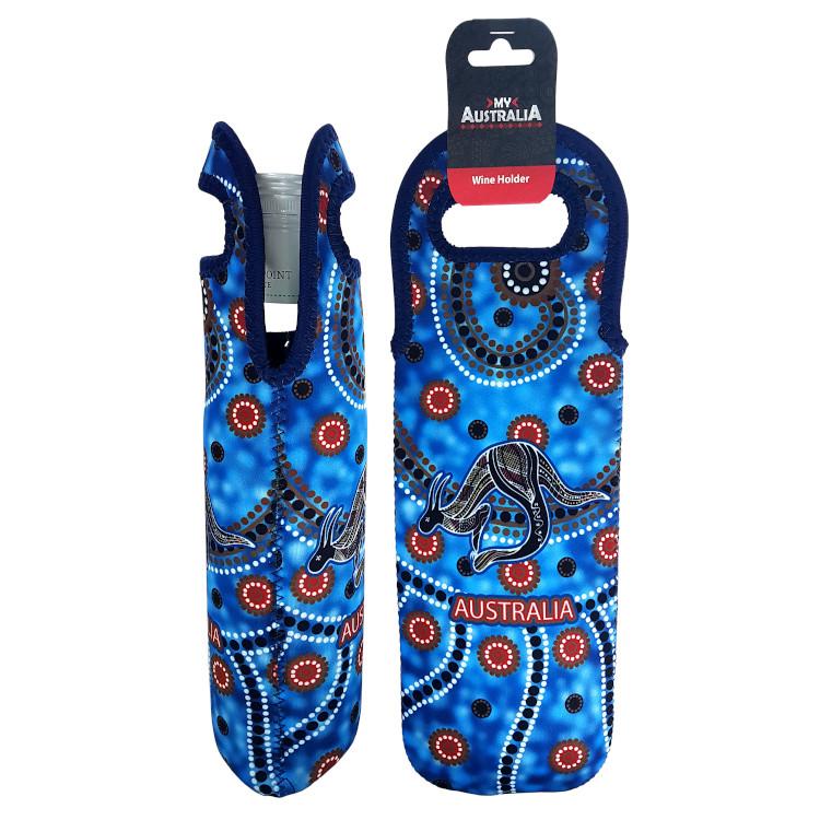 Wine Cooler Australien 'Aboriginal Dot Art' Weinkühler Neopren blau, 32 cm