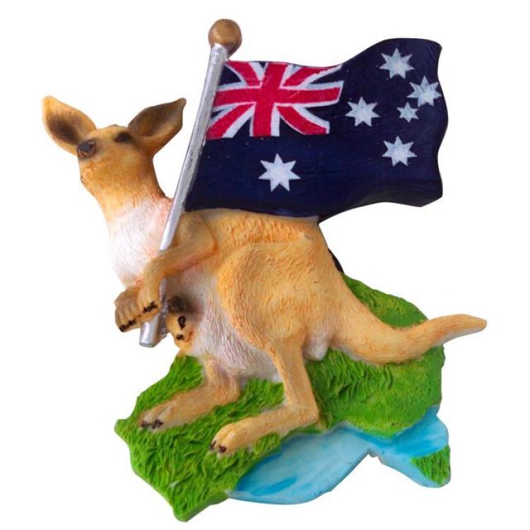 Magnet Australien 'Känguru mit Flagge', 8 cm