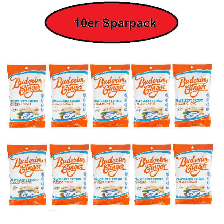 Buderim Travellers Friend Ginger Chews 10er Pack [MHD: 14.08.2025]
