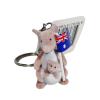Schlüsselanhänger 'Känguru mit Flagge & Joey', 11 cm